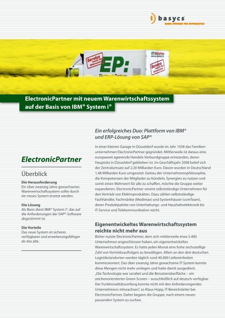 ElectronicPartner mit neuem Warenwirtschaftssystem auf ... - basycs