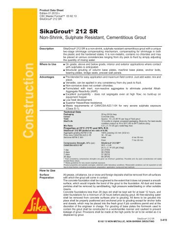 SikaGrout® 212 SR - Sika Canada