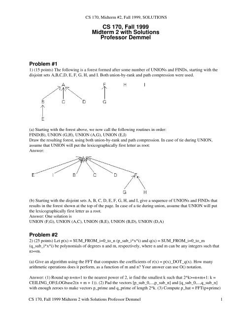 Cs 170 Midterm 2 Fall 1999 Solutions Hkn