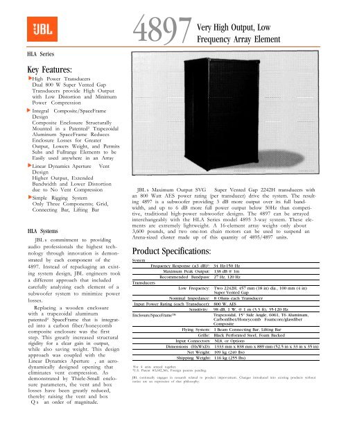 4897 Specification Document - JBL Professional