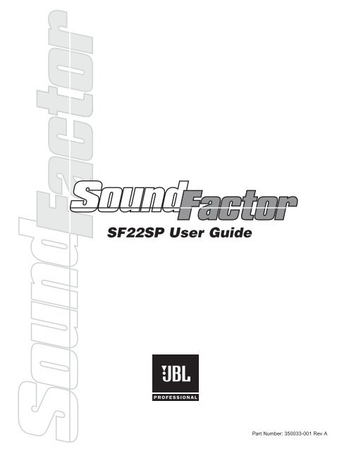 SF22SP User Guide - JBL Professional