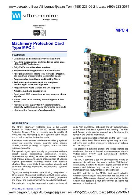 MPC 4 Machinery Protection Card Type MPC 4