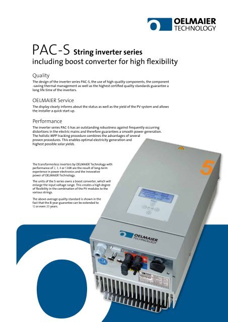 PAC-S String inverter series including boost converter for high ...