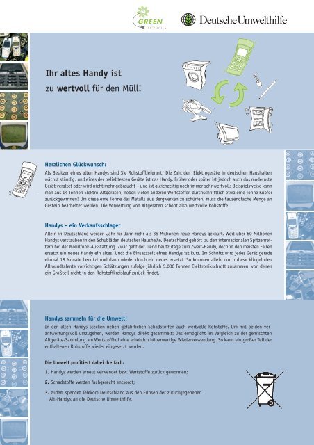 Flyer zum Handy-Recycling - Deutsche Umwelthilfe eV