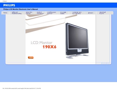 Philips LCD Monitor Electronic User's Manual