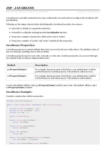 JSP - JavaBeans - Tutorials Point