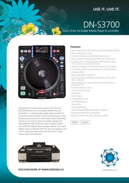DN-S3700 Direct Drive Turntable Media Player &amp; controller Brochure
