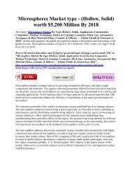 Microspheres Market type - (Hollow, Solid) worth $5,200 Million By 2018