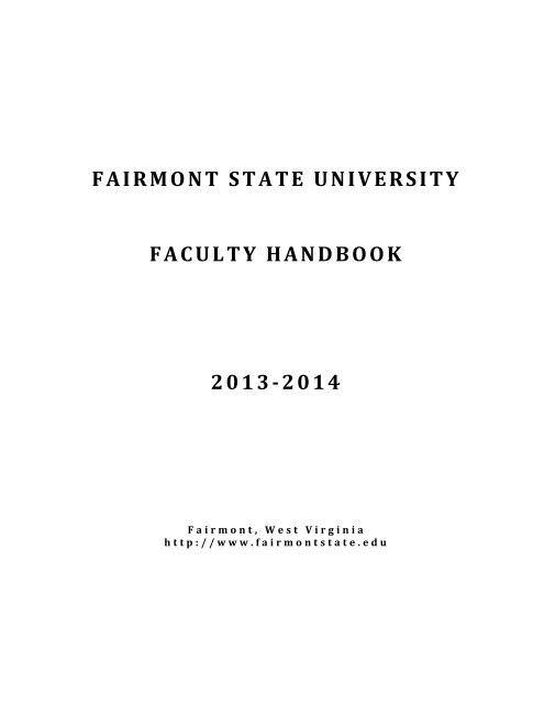 Faculty Handbook - Fairmont State University