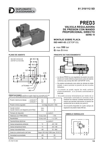 valvula reguladora de presion con mando proporcional ... - Duplomatic