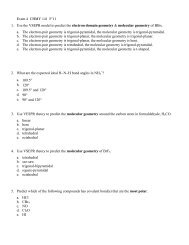 Exam 4 CHMY 141 F'11 1. Use the VSEPR model to predict the ...