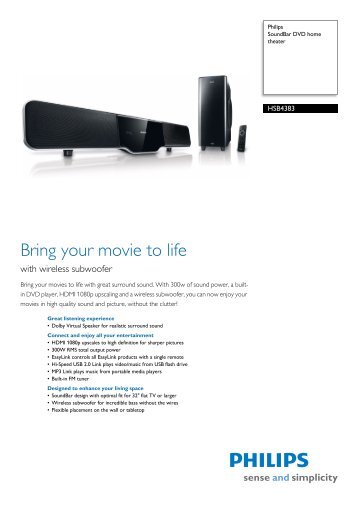 HSB4383/12 Philips SoundBar DVD home theater - Mixi Foto Video