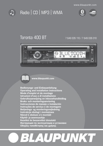 Radio CD MP3 WMA Toronto 400 BT - Blaupunkt