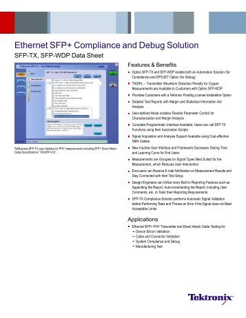 Ethernet SFP+ Compliance and Debug Solution - Option ... - Tektronix