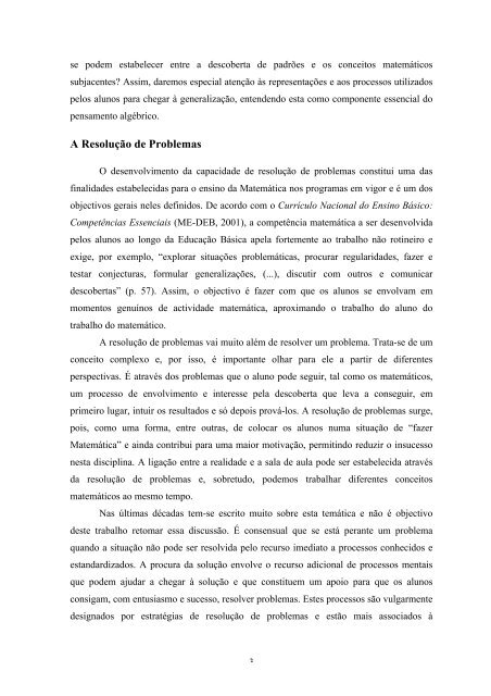 A exploração de problemas de padrão: um contributo para o ...