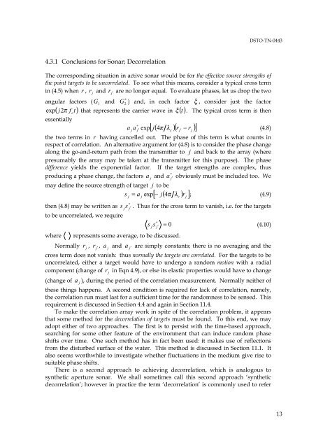 Suitability of Correlation Arrays and Superresolution for Minehunting ...