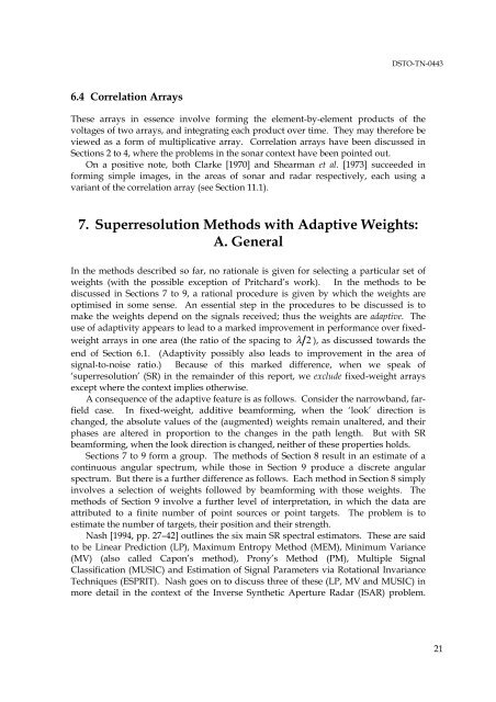 Suitability of Correlation Arrays and Superresolution for Minehunting ...