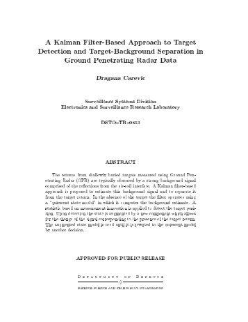 A Kalman Filter-Based Approach to Target Detection and Target ...