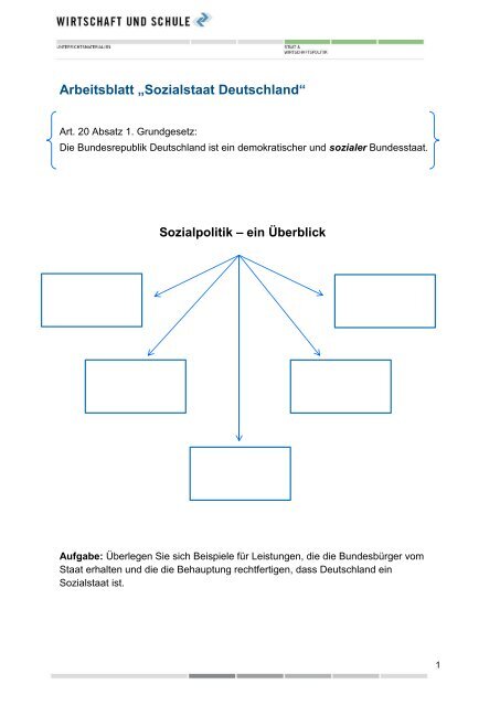 Arbeitsblatt Ã¢Â€ÂžSozialstaat DeutschlandÃ¢Â€Âœ - Wirtschaft und Schule