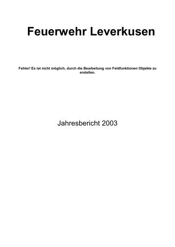 Jahresbericht 2003 - Feuerwehr Leverkusen