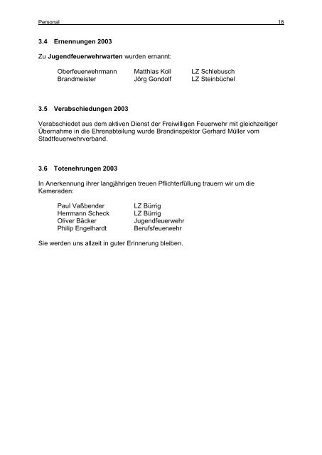 Jahresbericht 2003 - Feuerwehr Leverkusen