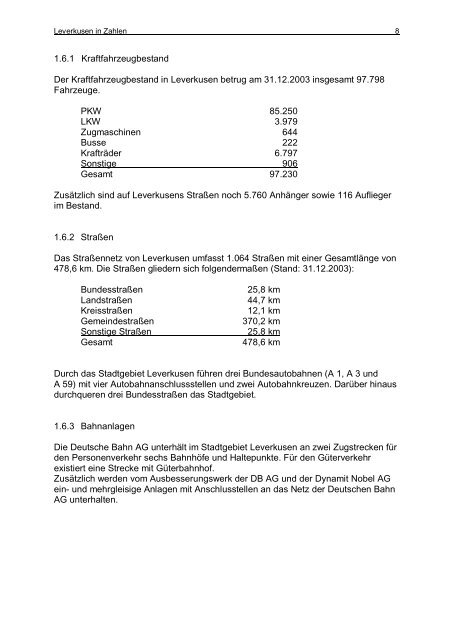 Jahresbericht 2003 - Feuerwehr Leverkusen