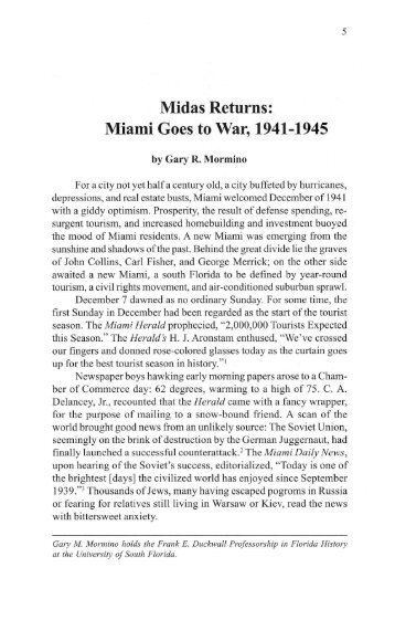 Midas Returns: Miami Goes to War, 1941-1945 - FIU Digital ...