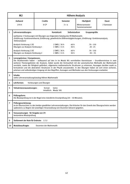 Studienanleitung für alle Studiengänge - Fachbereich Physik der ...