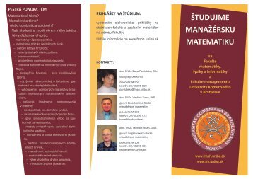 Manaž - Fakulta matematiky, fyziky a informatiky