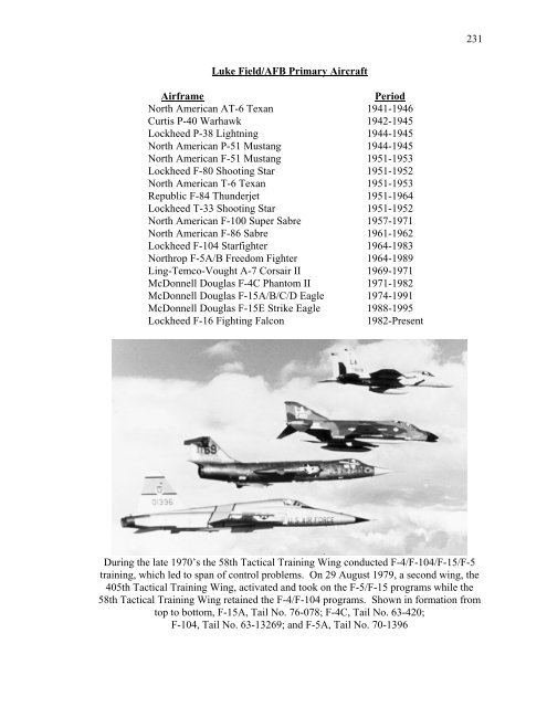 Luke Field/Air Force Base and 56th Fighter Wing Heritage Pamphlet ...