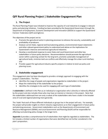 QFF Rural Planning Project | Stakeholder Engagement Plan