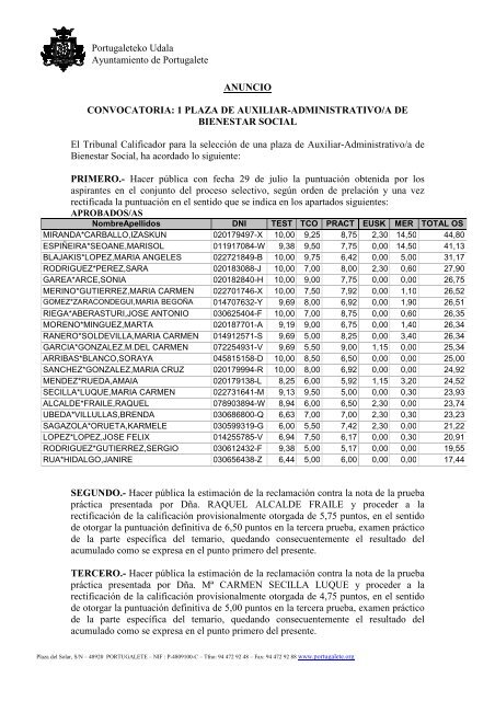 NOTAS finales AUX ADM BIENESTAR SOCIAL - Ayuntamiento de ...