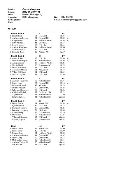 Resultat Ãresundsspelen 2012