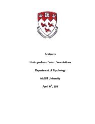 Abstracts Undergraduate Poster Presentations ... - McGill University