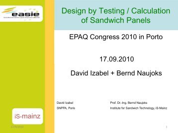 Design by testing / calculation of sandwich panels - EPAQ