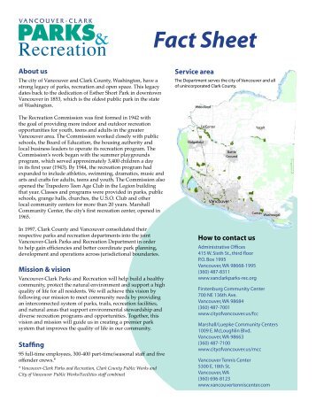 Parks and Recreation Fact Sheet - City of Vancouver