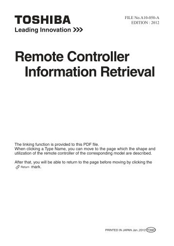 Remote Controller Information Retrieval - Toshiba