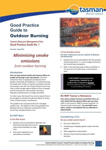 Good Practice Guide to Outdoor Burning - Tasman District Council