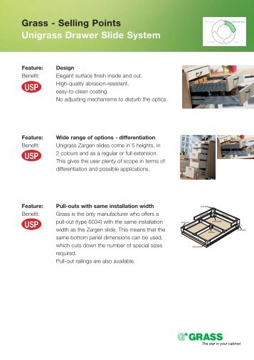 Unigrass Drawer Slide System - Tekform