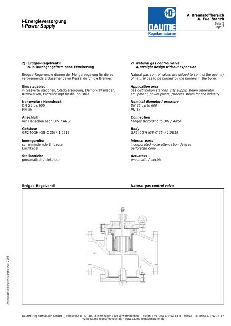 Produktkatalog Catalogue of Products - Daume Regelarmaturen ...