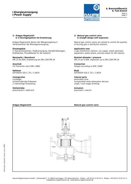 Produktkatalog Catalogue of Products - Daume Regelarmaturen ...