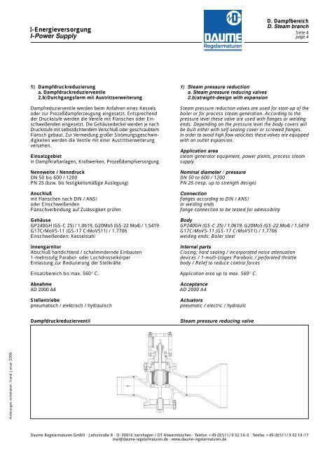 Produktkatalog Catalogue of Products - Daume Regelarmaturen ...