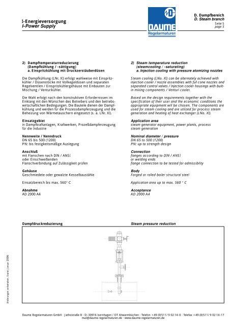 Produktkatalog Catalogue of Products - Daume Regelarmaturen ...