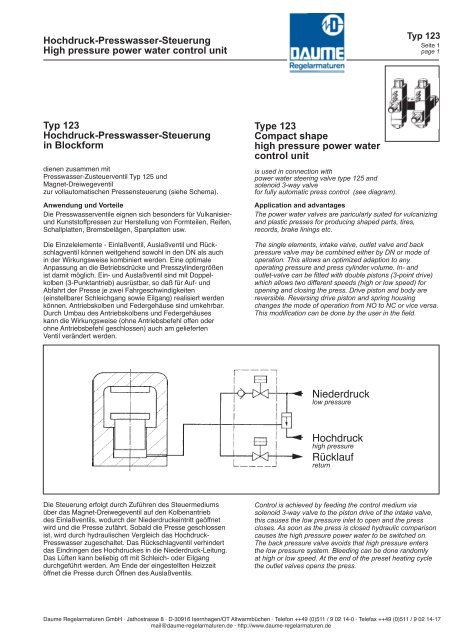 Produktkatalog Catalogue of Products - Daume Regelarmaturen ...