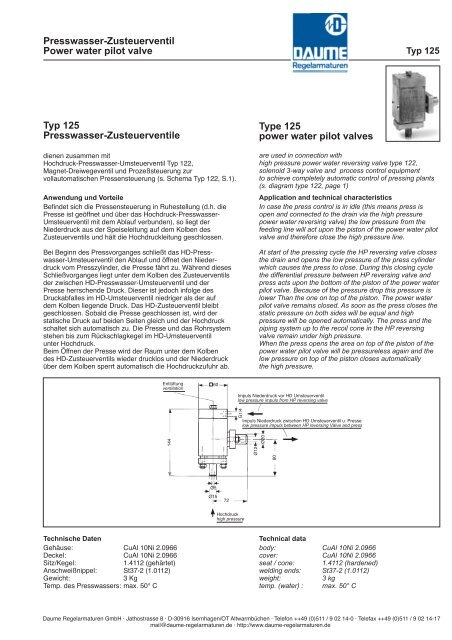 Produktkatalog Catalogue of Products - Daume Regelarmaturen ...