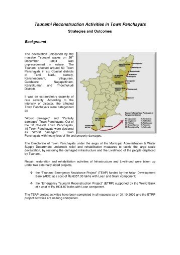 Tsunami Reconstruction Activities in Town Panchayats - Tamil Nadu ...
