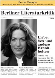 Liebe, Sex und andere Krank - Die Berliner Literaturkritik