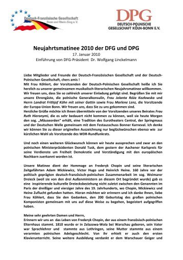Neujahrtsmatinee 2010 der DFG und DPG - Deutsch-Französische ...