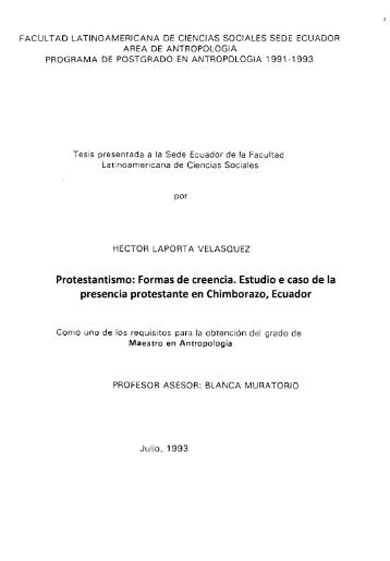 Protestantismo: Formas de creencia. Estudio e caso ... - Flacso Andes