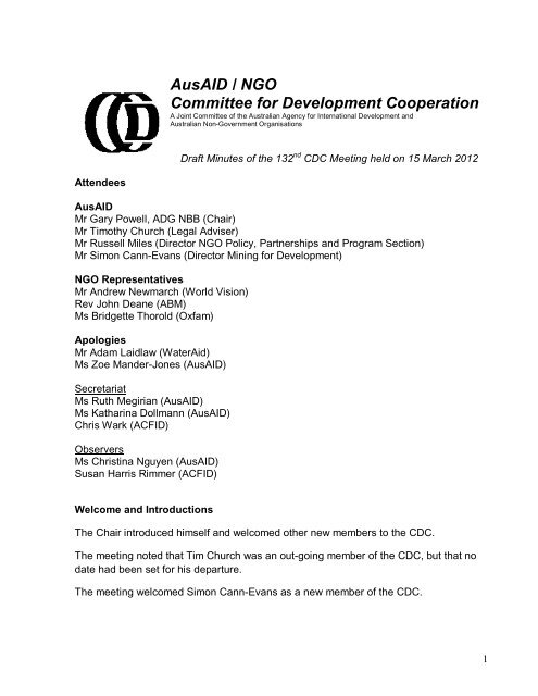 CDC 132, 15 March 2012 [PDF 50kb] - AusAID
